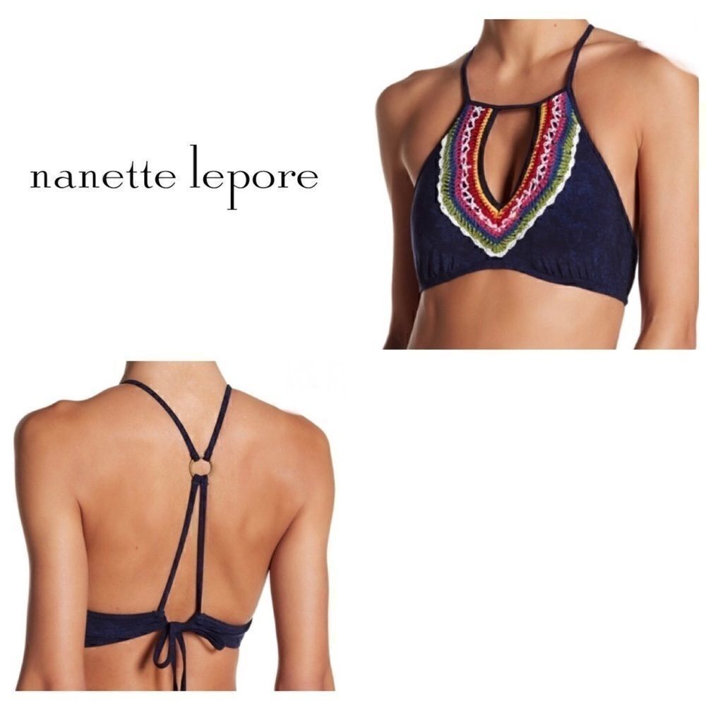 Nanette Lepore crochet trim bikini top Host pick🎉